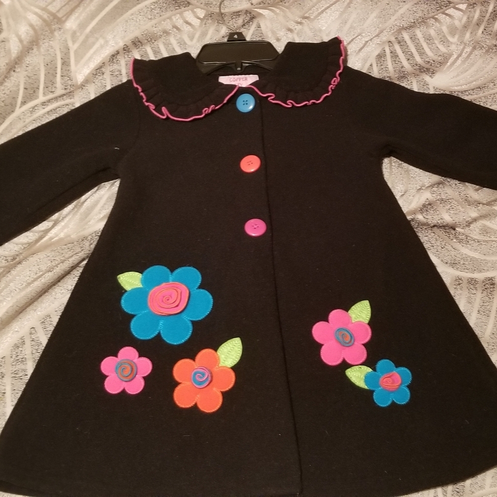Copper Key Girls Floral Button Up Pea Coat
